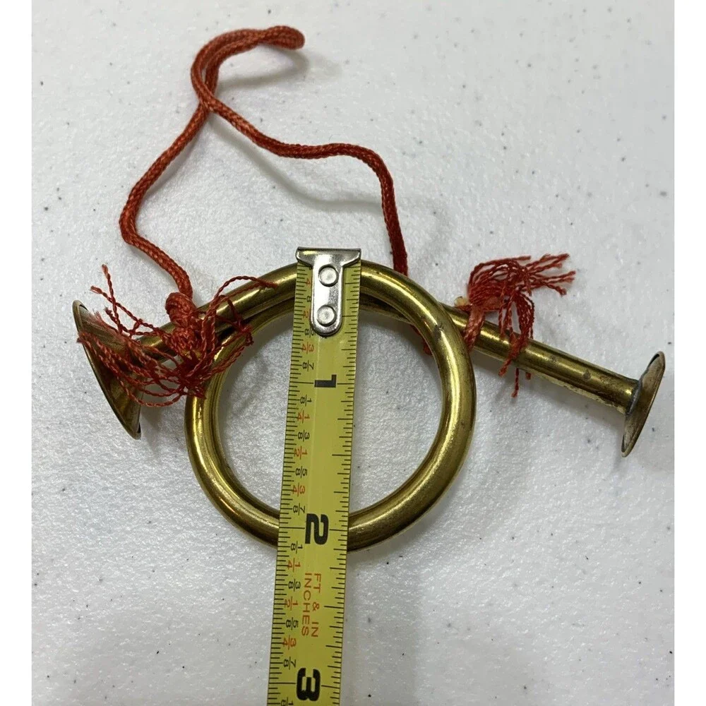 Vintage Mini Brass French Horn Ornament Christmas Tree Decorations SET OF 6
